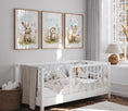 Load image into Gallery viewer, Set of 3 Woodland Animal Nursery Wall Prints, Wildflower Pictures for Babies Bedroom, Unisex Children's Room Decor, Toddler Playroom Posters
