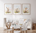 Load image into Gallery viewer, Set of 3 Woodland Animal Nursery Wall Prints, Wildflower Pictures for Babies Bedroom, Unisex Children's Room Decor, Toddler Playroom Posters
