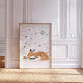Load image into Gallery viewer, Set of 3 Woodland Animal Nursery Wall Prints, Sleeping Animals for Babies Room, Neutral Prints, Moon & Stars Wall Art, Starry Night Playroom
