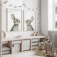 Load image into Gallery viewer, Bunny Prints for Nursery, Set Of 2 Grey Rabbit Wall Art Prints for Babies Bedroom, Gender Neutral Room Decor, Unisex Kids Playroom Decor
