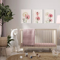 Load image into Gallery viewer, Set of 3 Pink Boho Fairy Nursery Prints, Dandelion Wall Art, Princess Bedroom Decor, Girls Playroom Posters, Pink Tween Girls Room Decor

