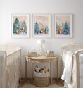 Load image into Gallery viewer, Set of 3 Woodland Animal Nursery Prints, Gender Neutral Kids Bedroom Decor, Unisex Forest Playroom Posters,Boho Scandi Wall Art Pictures
