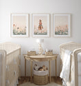 Load image into Gallery viewer, Set of 3 Pony Nursery Prints, Girls Horse Bedroom Decor, Beige Neutral Playroom Posters, Wildflower Floral Pink Pictures, Boho Kids Decor

