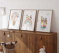 Load image into Gallery viewer, Set of 3 Safari Animal Prints for Nursery, Kids Bedroom or Playroom - Gender Neutral Decor for Babies Room - Hot Air Balloon, Boat & Rainbow
