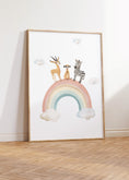 Load image into Gallery viewer, Set of 3 Safari Animal Prints for Nursery, Kids Bedroom or Playroom - Gender Neutral Decor for Babies Room - Hot Air Balloon, Boat & Rainbow
