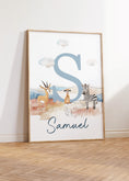 Load image into Gallery viewer, Personalised Set of 3 Safari Animal Prints for Nursery, Kids Bedroom or Playroom - Custom Initial for Baby's Room - Hot Air Balloon, Boat
