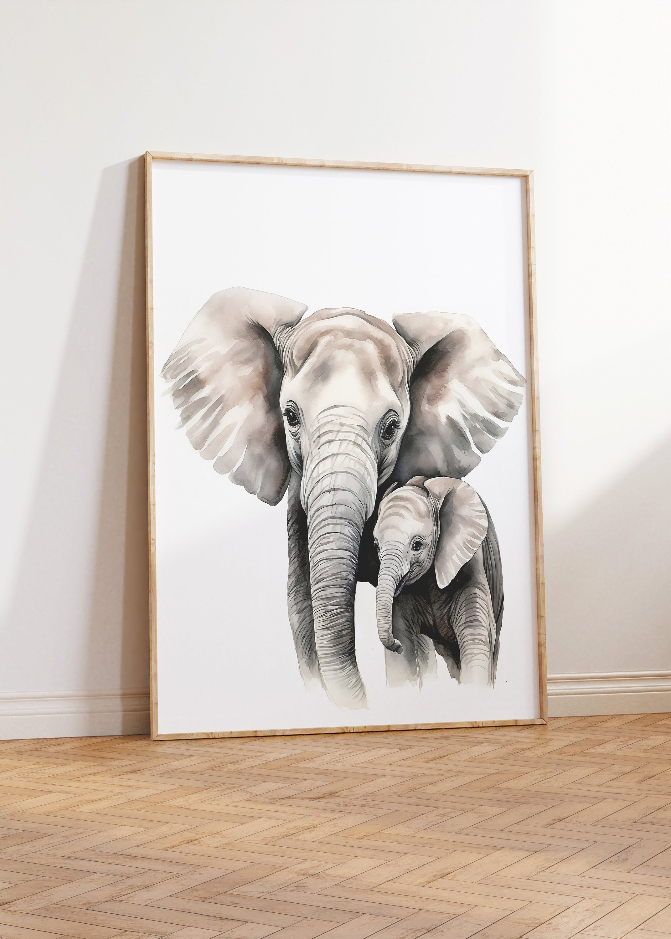 Safari Animal Prints for Nursery, Set of 3 Safari Animal Nursery Wall Art Prints for Babies Room, Neutral Nursery Decor, Mum & Baby Pictures
