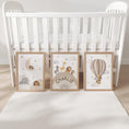 Load image into Gallery viewer, Rainbow Animal Nursery Wall Prints, Set of 3 Hot Air Balloon, Safari Animal Kids Room Posters, Framed or Unframed
