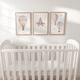 Load image into Gallery viewer, Hot Air Balloon Personalised Set of 3 Prints for Nursery, Striped Wall Art for Baby Bedroom, Beige Decor Gift,Framed Prints Animal Kids Room
