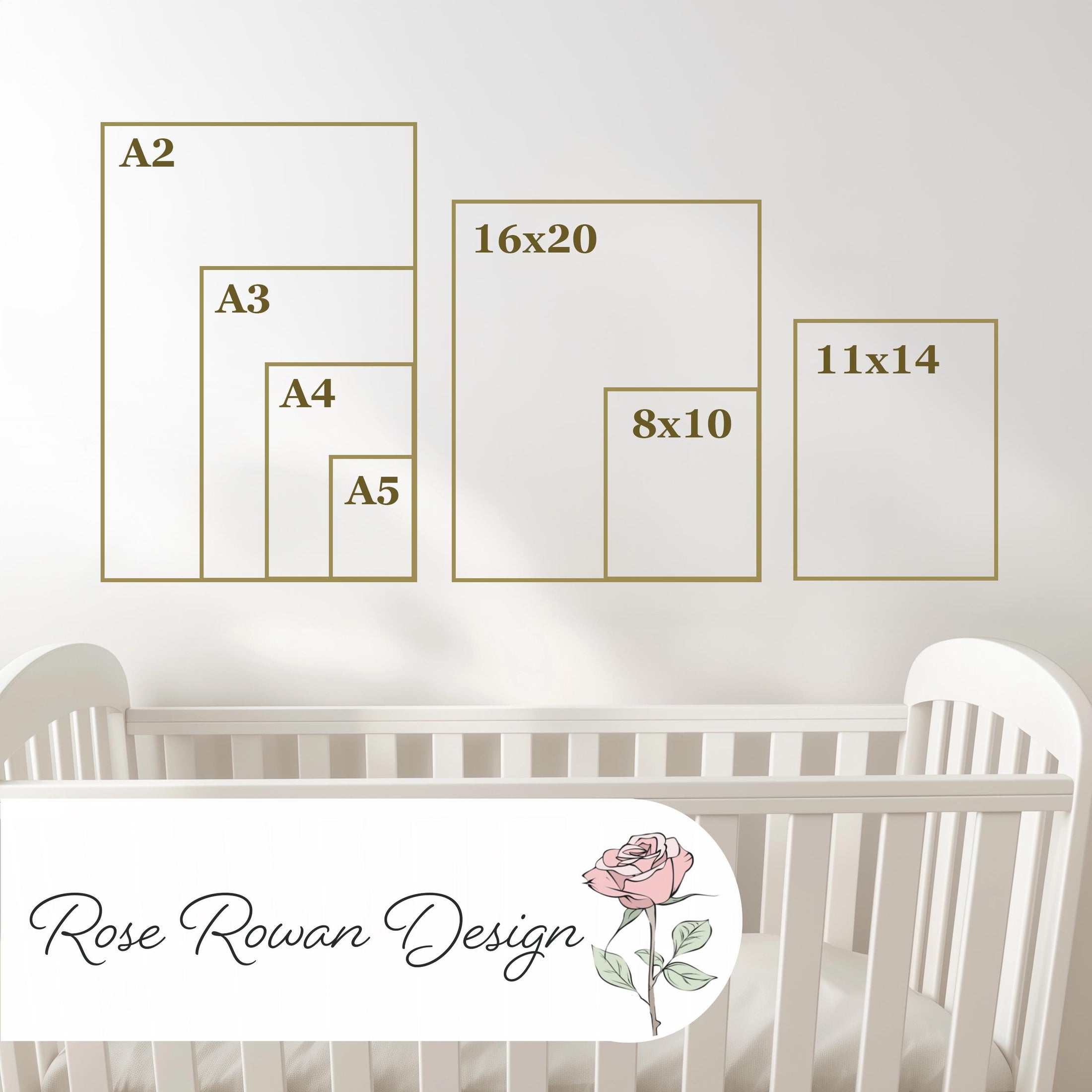 Set of 3 Personalised Nursery Prints - Rainbow, Unicorn & Flowers - Girls Bedroom Wall Art with Optional Frames