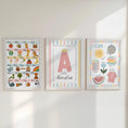 Load image into Gallery viewer, Set of 3 Personalised Nursery Prints - ABC Alphabet, Name Initial, I Can Affirmations - Kids Educational Wall Art with Optional Frames
