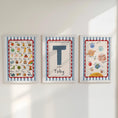Load image into Gallery viewer, Set of 3 Personalised Nursery Prints - Alphabet, Name Initial, Solar System - Kids Educational Wall Art, Boys Bedroom & Playroom Decor
