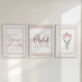 Load image into Gallery viewer, Personalised Girls Nursery Prints – Pink Floral Initial, You Are So Loved, and Tulip - Dusty Pink Baby Room Posters with Optional Frames
