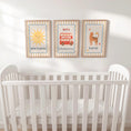 Load image into Gallery viewer, Personalised Boys Nursery Print Set – Hello Sunshine, London Bus & Cool Cat Wall Art - Playroom Decor with Optional Frames
