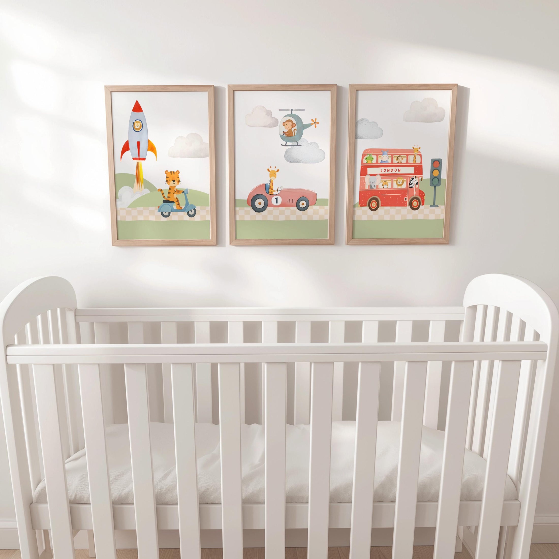 Transport Nursery Wall Art | Vehicle Prints Set | Optional Frame Boys Bedroom Decor, Gift for Kid Room, Playroom Posters