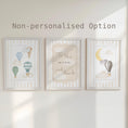 Load image into Gallery viewer, Personalised Hot Air Balloon To the Moon and Back Nursery Prints | Neutral Boys Bedroom Wall Art with Optional Frames

