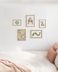 Load image into Gallery viewer, Personalised Nursery Wall Art Set, Alphabet Animals Poster, Numbers Caterpillar, Educational Nursery Decor, Framed or Unframed
