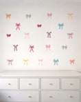 Load image into Gallery viewer, Colourful Bow Wall Decals – Set of 20 Pastel Ribbon Stickers for Girls Bedroom, Nursery Bow Wall Stickers, PVC Free Fabric Decals
