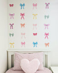Load image into Gallery viewer, Colourful Bow Wall Decals – Set of 20 Pastel Ribbon Stickers for Girls Bedroom, Nursery Bow Wall Stickers, PVC Free Fabric Decals
