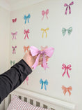 Load image into Gallery viewer, Colourful Bow Wall Decals – Set of 20 Pastel Ribbon Stickers for Girls Bedroom, Nursery Bow Wall Stickers, PVC Free Fabric Decals
