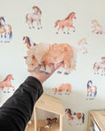 Load image into Gallery viewer, Horse Wall Decals – Set of 14 Watercolour Pony Wall Stickers for Kids Bedroom, Equestrian Nursery Décor, PVC Free Fabric Wall Decals
