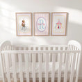 Load image into Gallery viewer, Personalised Circus Nursery Wall Art Set of 3 | Framed or Unframed | Girls Pink Circus Bedroom Decor | Custom Name Initial
