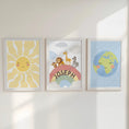 Load image into Gallery viewer, Safari Nursery Art Set of 3 Prints | Personalised Jungle Animals, Sun and Earth Print | Framed or Unframed
