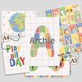 Load image into Gallery viewer, Personalised Nursery Wall Art Set, Alphabet Animals Poster, Numbers Caterpillar, Educational Nursery Decor, Framed or Unframed
