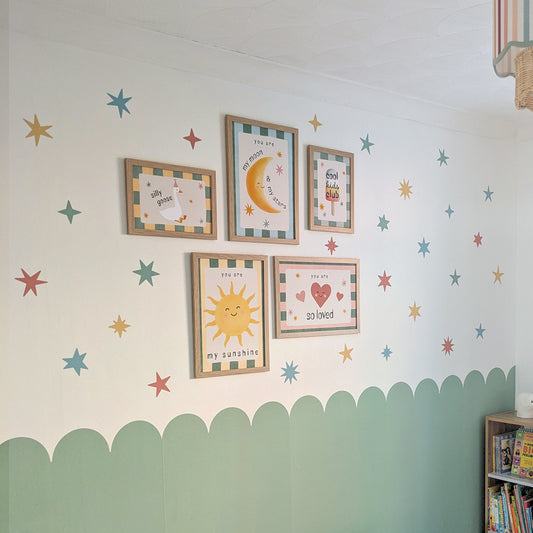 Premium Fabric Nursery Wall Stickers - Irregular Star Decals - Muted Earth Colours