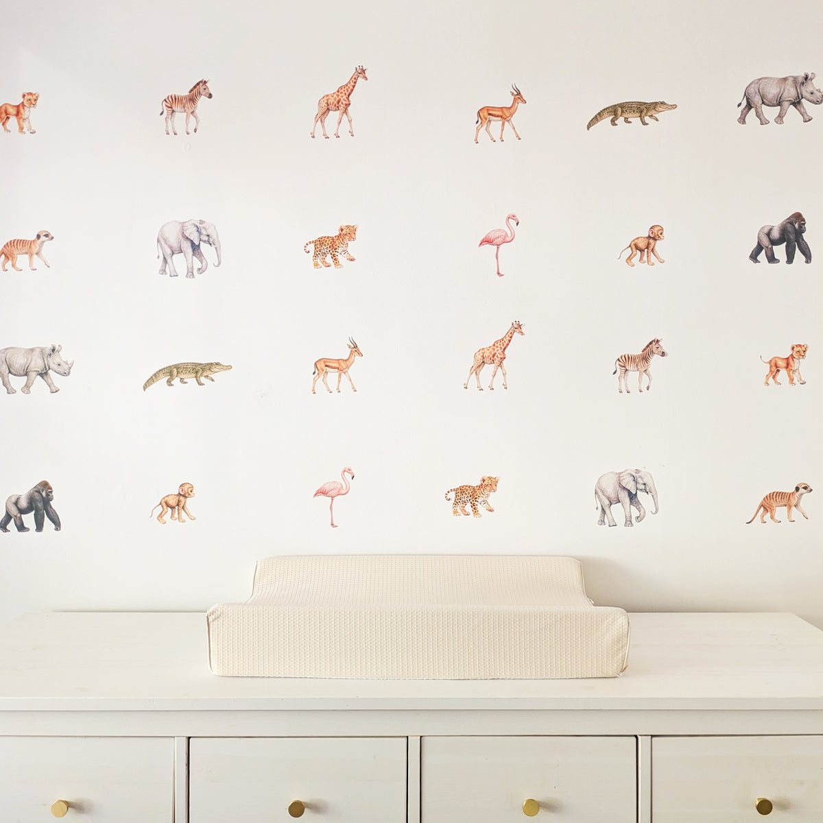 Mini Safari Animal Fabric Wall Stickers | Set of 24
