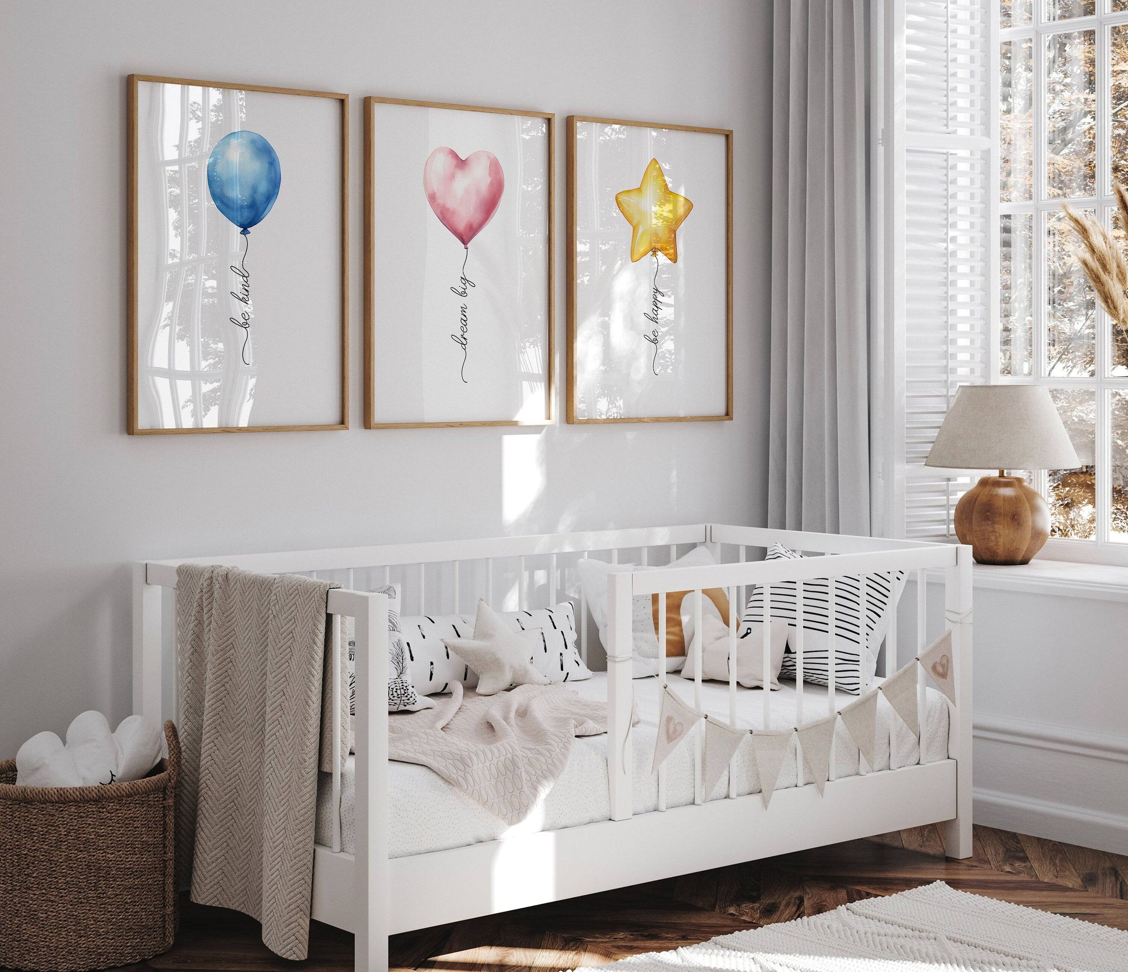 Balloon Nursery Wall Prints | Set of 3 | Gender Neutral Wall Art for Baby's Room - RoseRowanDesign
