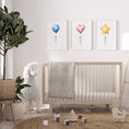 Load image into Gallery viewer, Balloon Nursery Wall Prints | Set of 3 | Gender Neutral Wall Art for Baby's Room - RoseRowanDesign
