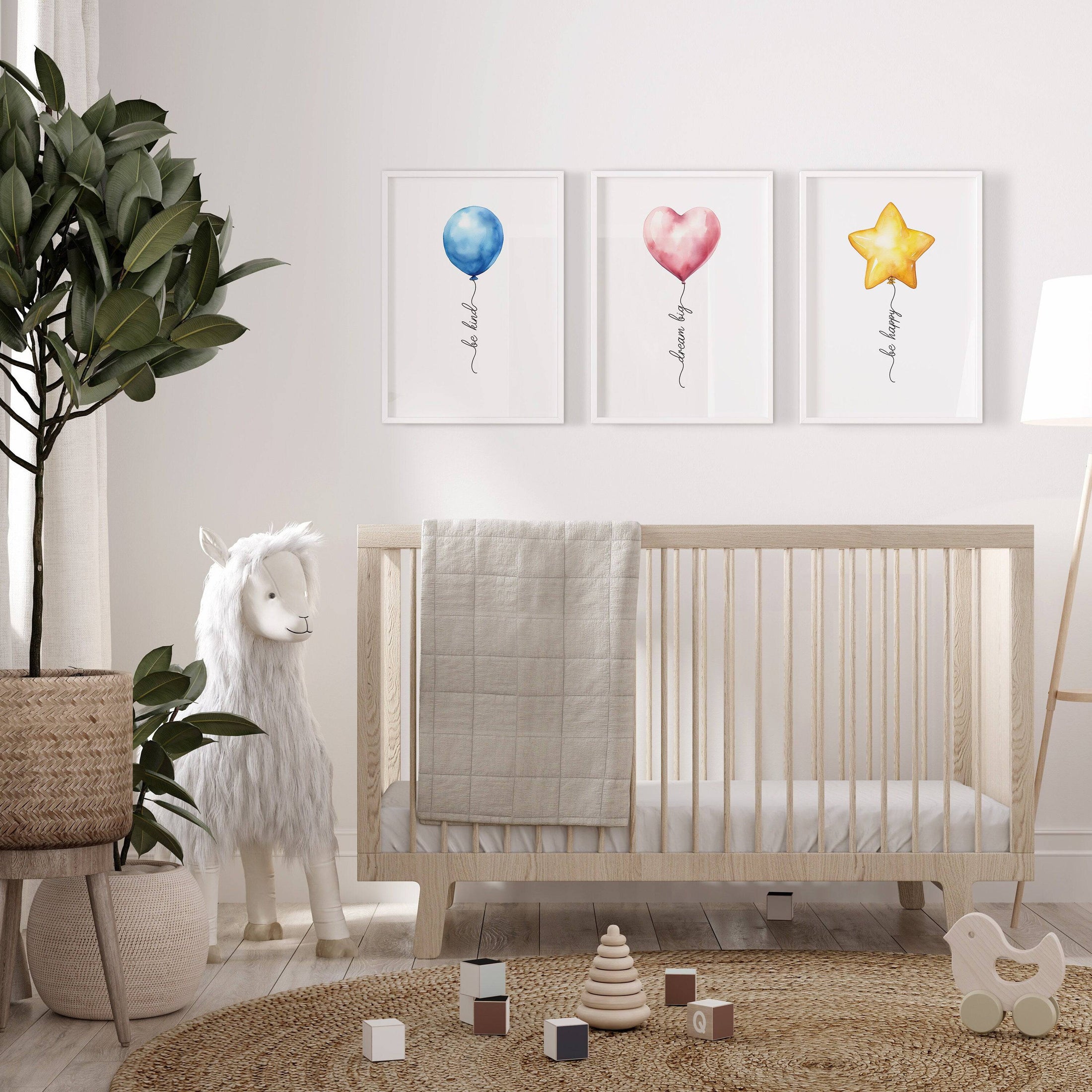 Balloon Nursery Wall Prints | Set of 3 | Gender Neutral Wall Art for Baby's Room - RoseRowanDesign