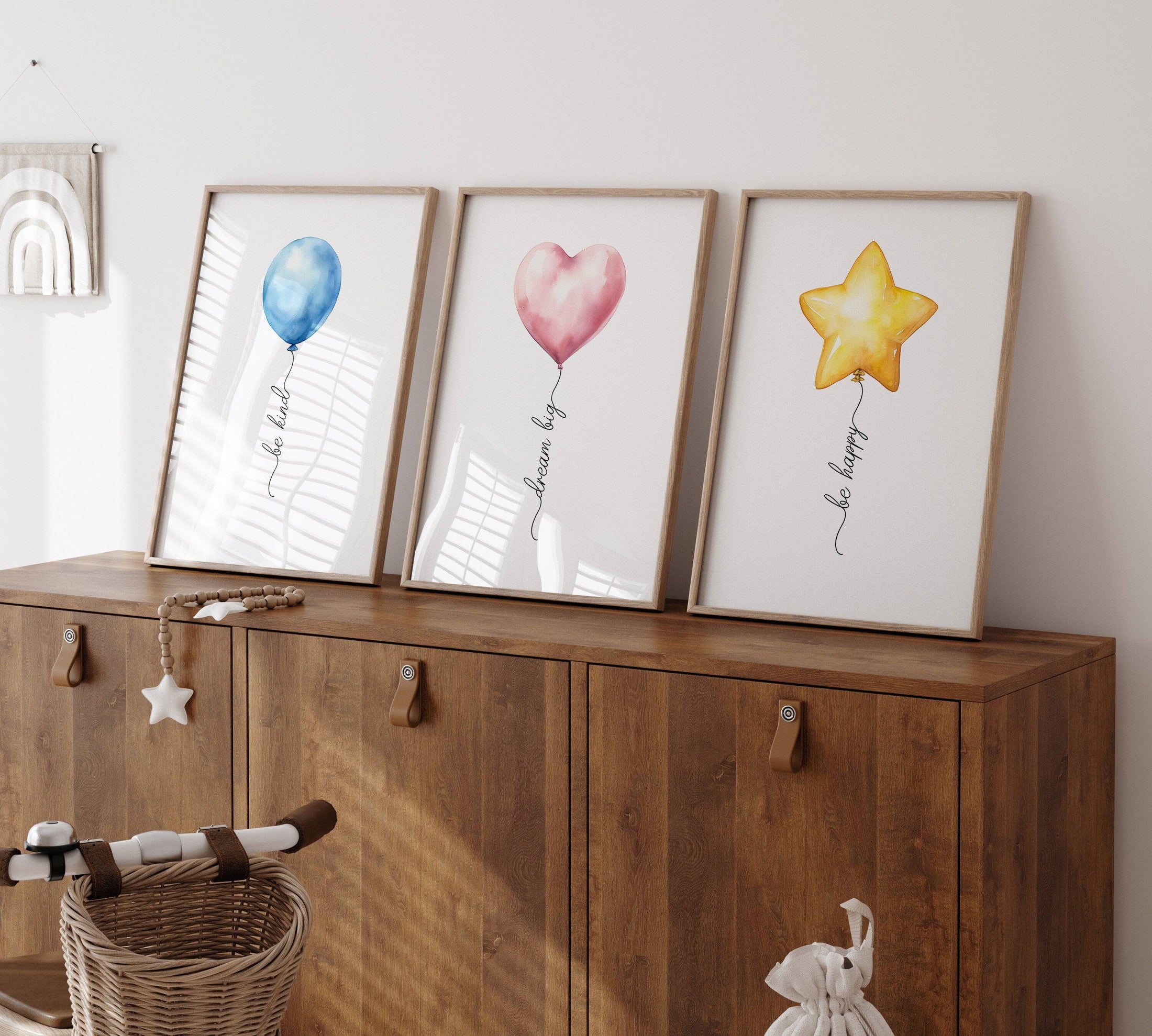 Balloon Nursery Wall Prints | Set of 3 | Gender Neutral Wall Art for Baby's Room - RoseRowanDesign