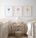 Load image into Gallery viewer, Balloon Nursery Wall Prints | Set of 3 | Gender Neutral Wall Art for Baby's Room - RoseRowanDesign
