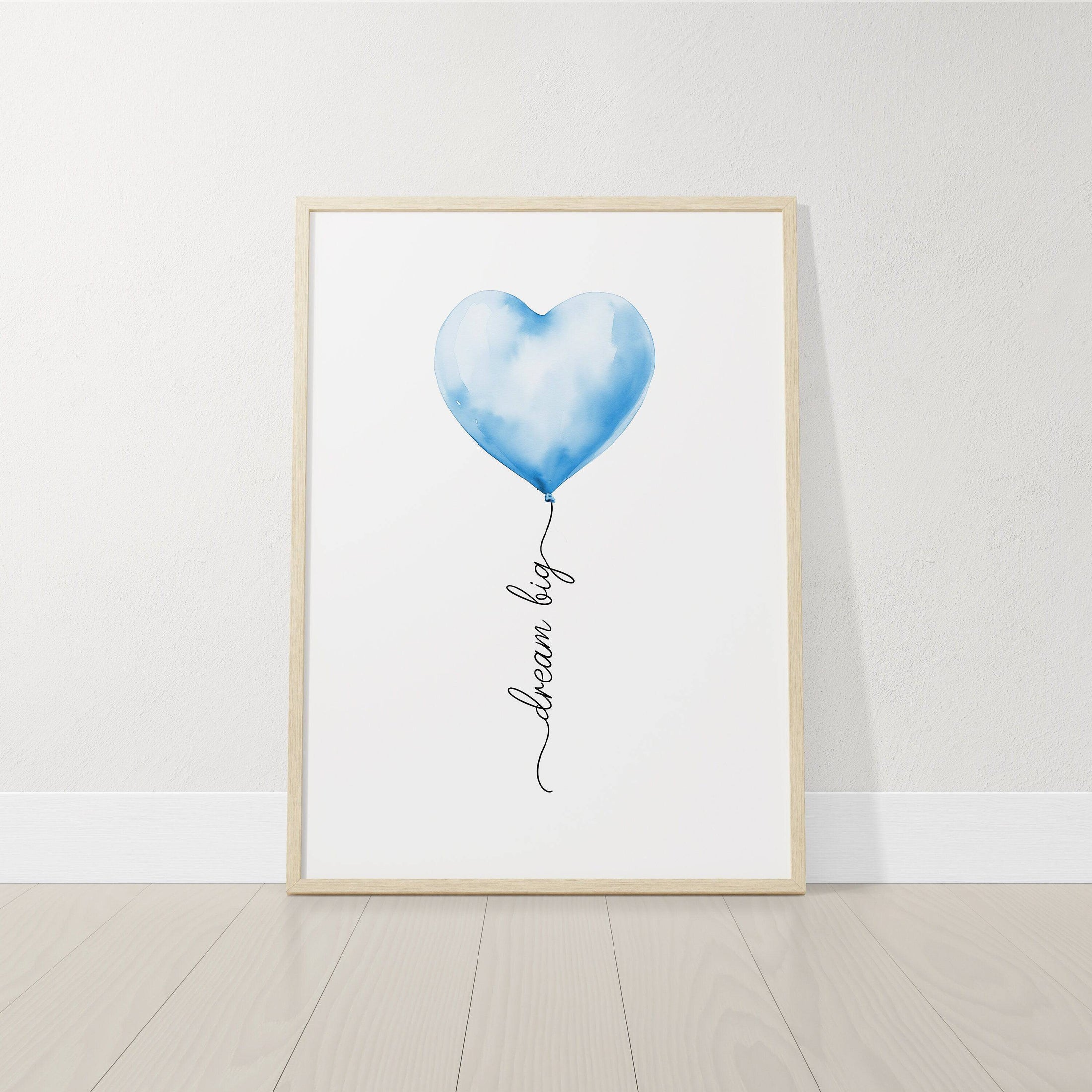 Blue Balloon Nursery Wall Art | Set of 3 | Boys Bedroom &amp; Playroom Decor - RoseRowanDesign