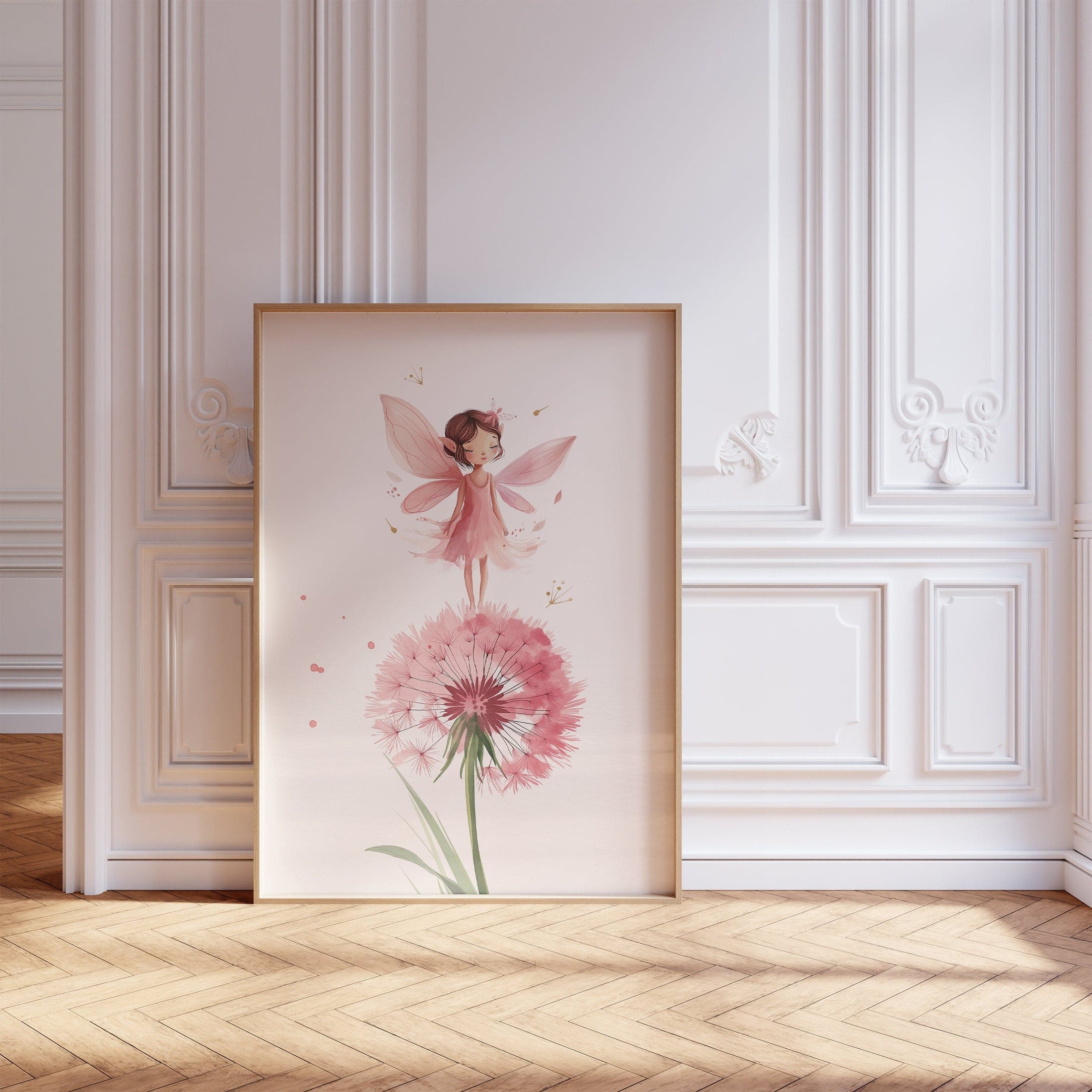 Boho Fairy Nursery Prints | Set of 3 | Pink Dandelion Wall Art for Girls' Bedroom - RoseRowanDesign