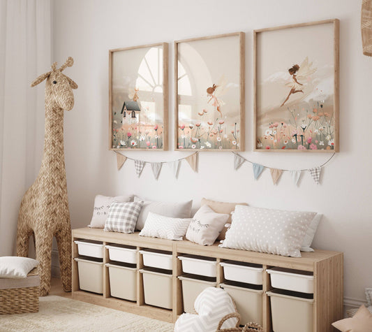 Boho Fairy Nursery Prints | Set of 3 | Whimsical Wall Art for Princess Bedroom - RoseRowanDesign
