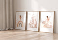 Load image into Gallery viewer, Boho Fairy Princess Castle Prints | Set of 3 | Whimsical Wall Art for Girls' Nursery - RoseRowanDesign
