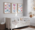 Load image into Gallery viewer, Boho Hearts Nursery Prints | Set of 3 | Pastel Watercolor Wall Art for Girls' Bedroom & Playroom - RoseRowanDesign
