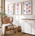 Load image into Gallery viewer, Boho Hearts Nursery Prints | Set of 3 | Pastel Watercolor Wall Art for Girls' Bedroom & Playroom - RoseRowanDesign

