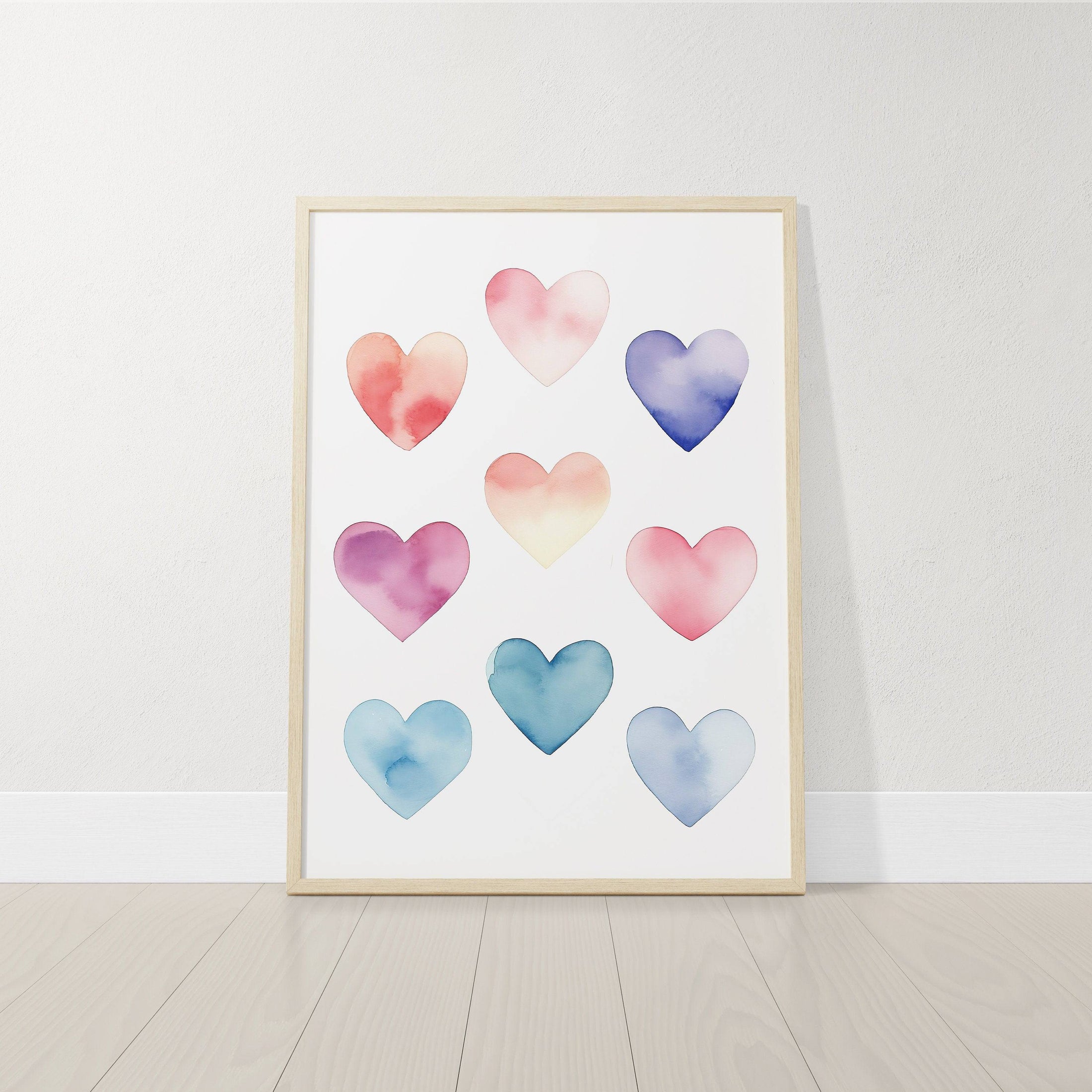 Boho Hearts Nursery Prints | Set of 3 | Pastel Watercolor Wall Art for Girls' Bedroom & Playroom - RoseRowanDesign