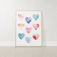 Load image into Gallery viewer, Boho Hearts Nursery Prints | Set of 3 | Pastel Watercolor Wall Art for Girls' Bedroom & Playroom - RoseRowanDesign
