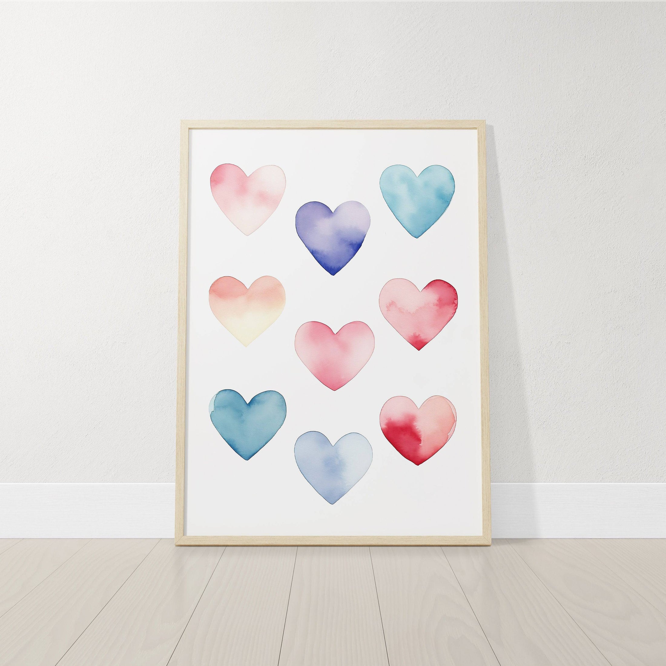 Boho Hearts Nursery Prints | Set of 3 | Pastel Watercolor Wall Art for Girls' Bedroom & Playroom - RoseRowanDesign