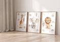 Load image into Gallery viewer, Boho Safari Animal Nursery Prints | Set of 6 | Wildflower Floral Wall Art for Baby Girl's Room - RoseRowanDesign
