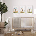 Load image into Gallery viewer, Bunny Nursery Wall Prints | Set of 3 | Wildflower & Butterfly Wall Art for Baby Girl's Room - RoseRowanDesign
