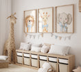 Load image into Gallery viewer, Cute Animals with Bows | Blue | Set of 3 Safari Theme Nursery Prints - RoseRowanDesign

