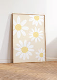 Load image into Gallery viewer, Daisy Wall Art Prints | Set of 3 | Floral Decor for Girls' Nursery, Beige Boho Playroom Wall Art - RoseRowanDesign
