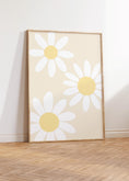 Load image into Gallery viewer, Daisy Wall Art Prints | Set of 3 | Floral Decor for Girls' Nursery, Beige Boho Playroom Wall Art - RoseRowanDesign
