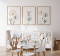 Load image into Gallery viewer, Dandelion & Mice Nursery Prints | Set of 3 | Gender Neutral Farmhouse Wall Art for Playroom Decor - RoseRowanDesign
